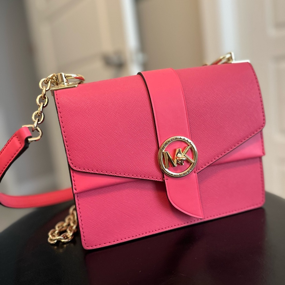 Michael Kors Pink Crossbody Bag with Gold Accents